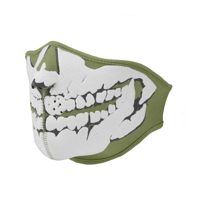 Gezichtsmasker neopreen skull 3 D groen