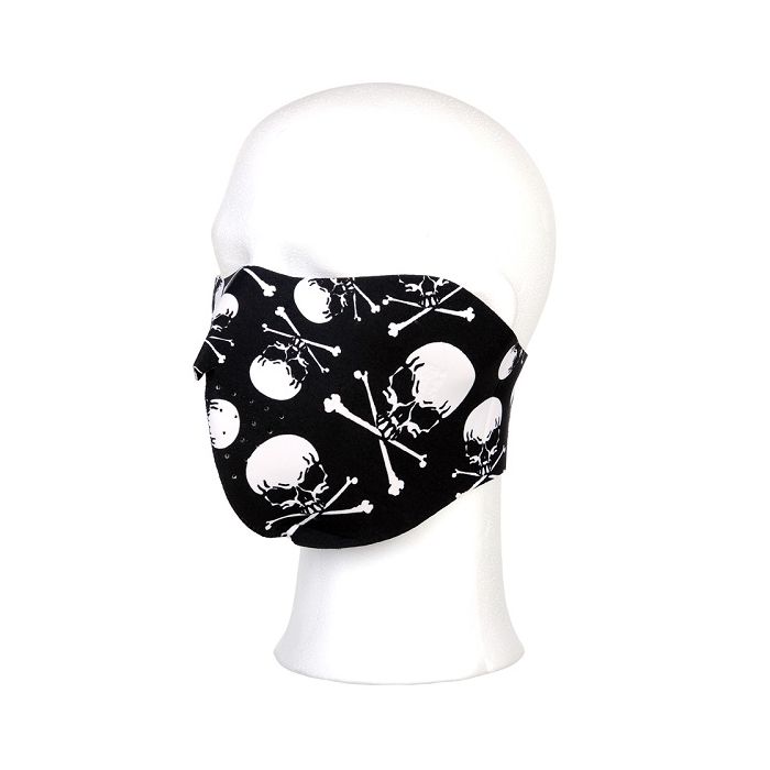 Biker mask half face skull and bones