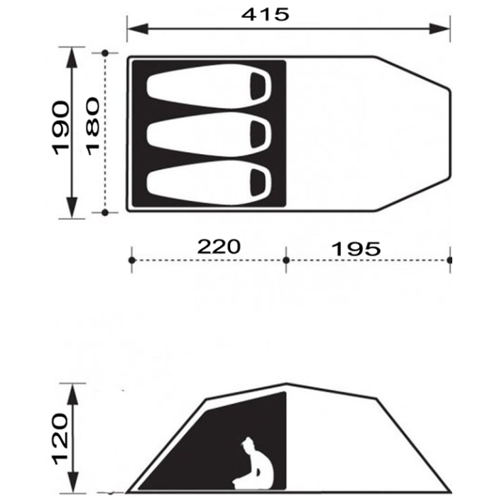 Mil-Tec 3 pers. tunneltent olijfgroen