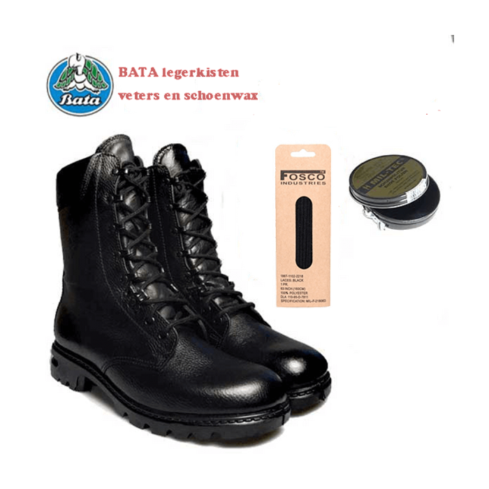 Bata KL M90 legerkisten zwart met schoenpoets en extra veters nu gratis thuisbezorgd