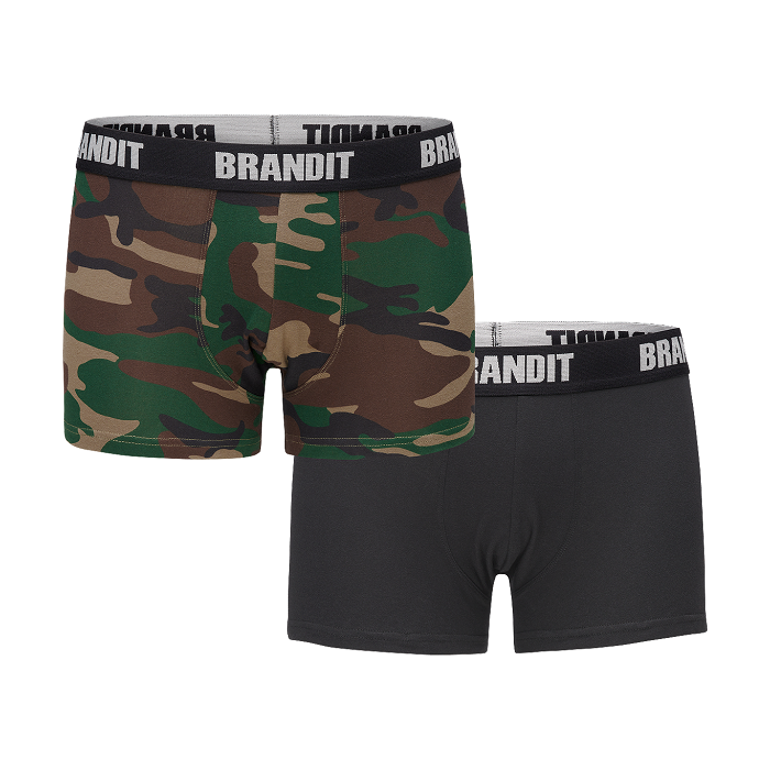 Brandit boxershorts 2 pack woodland zwart