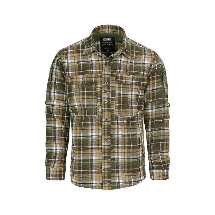 TF-2215 Flanel contractor overhemd groen/bruin