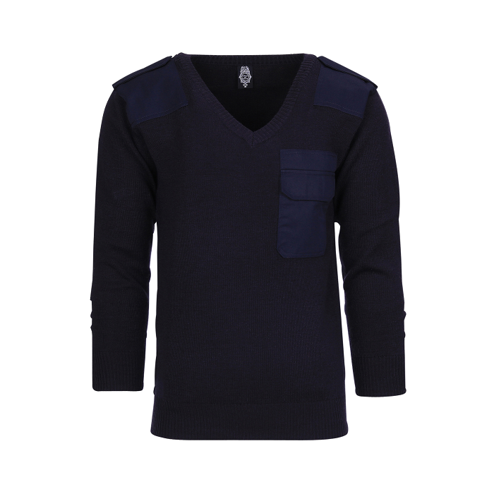 Fostex commando trui v hals 50 wol blauw