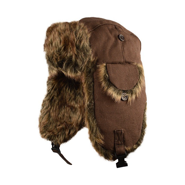 Fostex Russische pilotenmuts canvas donkerbruin