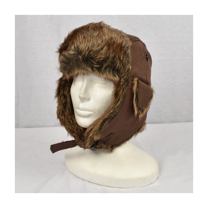 Fostex Russische pilotenmuts canvas donkerbruin