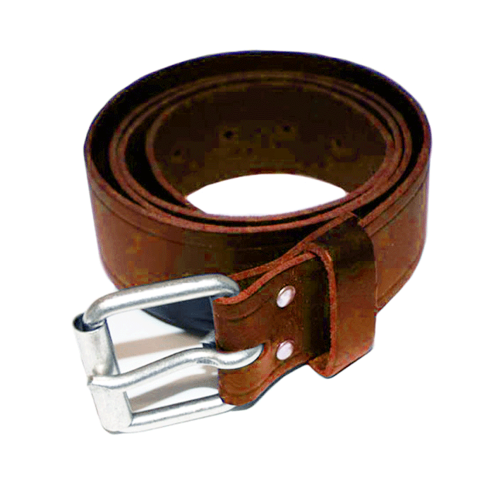 Leren riem met stalen gesp bruin