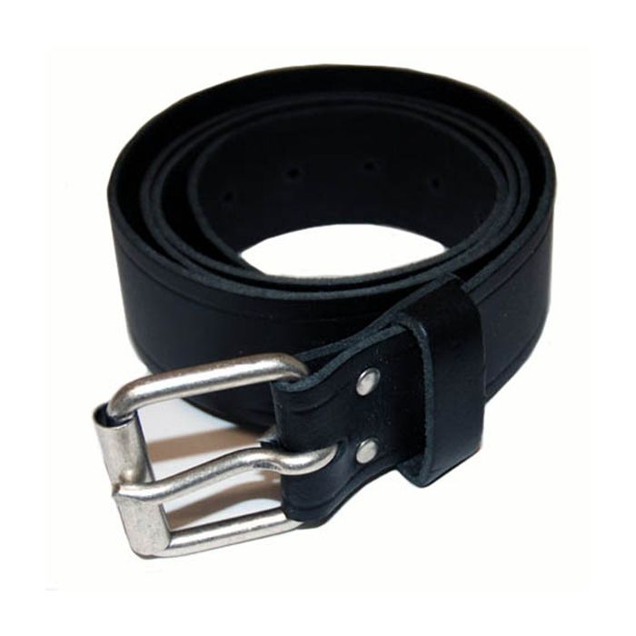 Leren riem met stalen gesp zwart