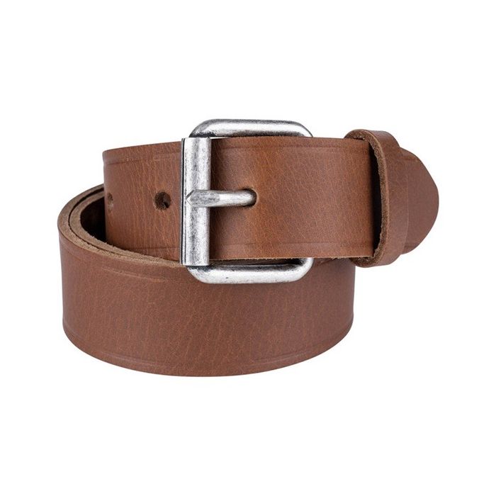 Leren riem met stalen gesp bruin