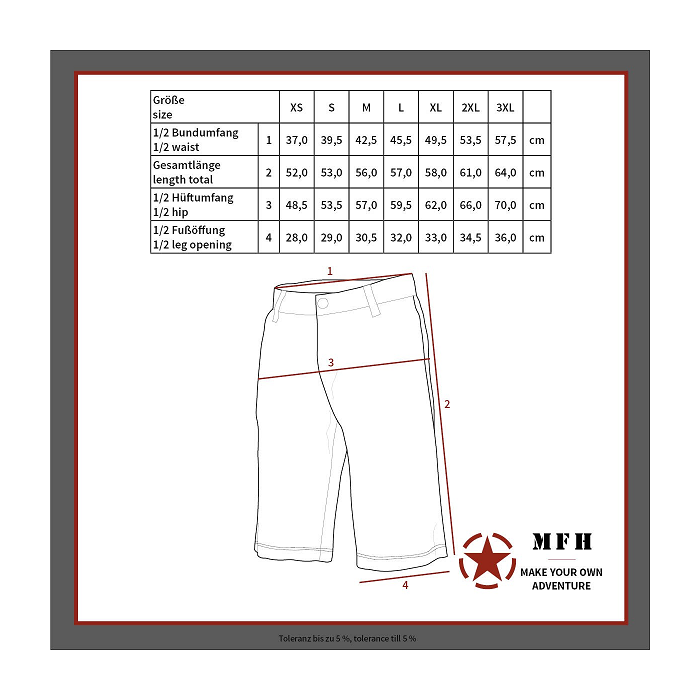 MFH US BDU korte broek khaki