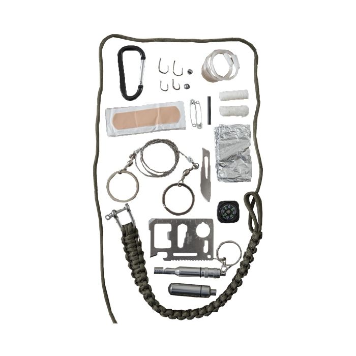 Mil-Tec paracord survival kit zwart