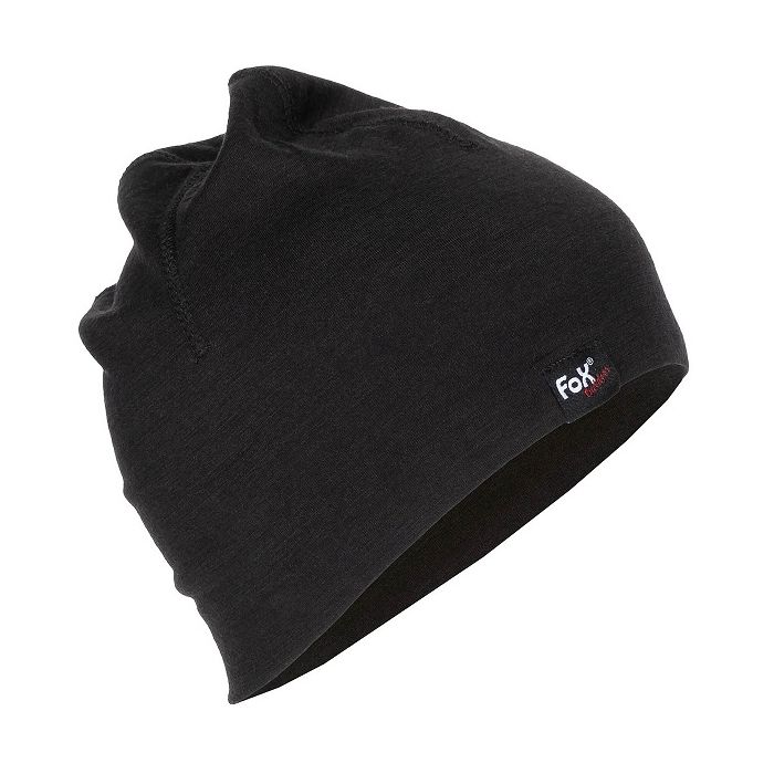 Fox beanie merino wol zwart