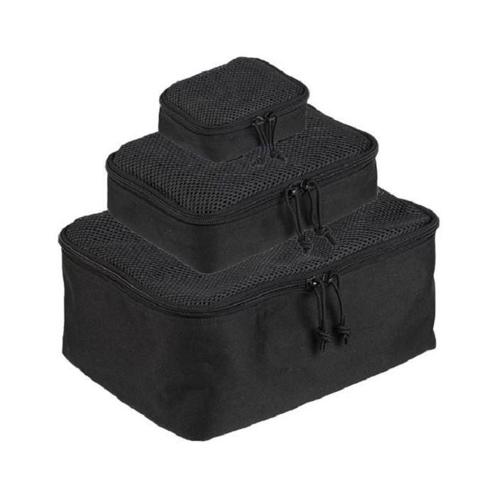 Mil-Tec 3 delig gaas opberg tassen zwart (packing cubes)
