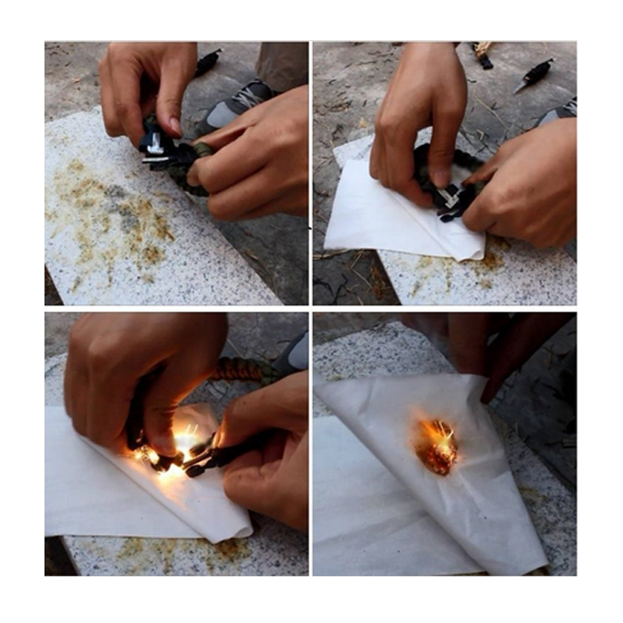 vuur aaanmaken met paracord