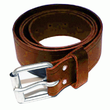 Leren riem met stalen gesp bruin