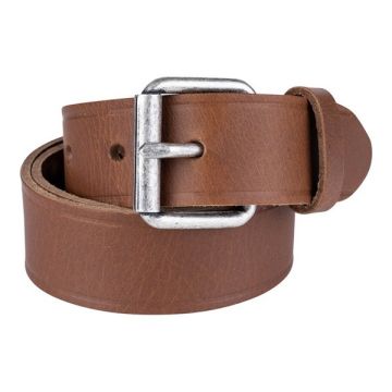 Leren riem met stalen gesp bruin