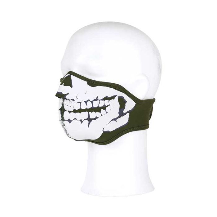 Gezichtsmasker neopreen skull 3 D groen