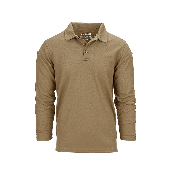 101-INC Tactical polo coyote Quick dry lange mouw
