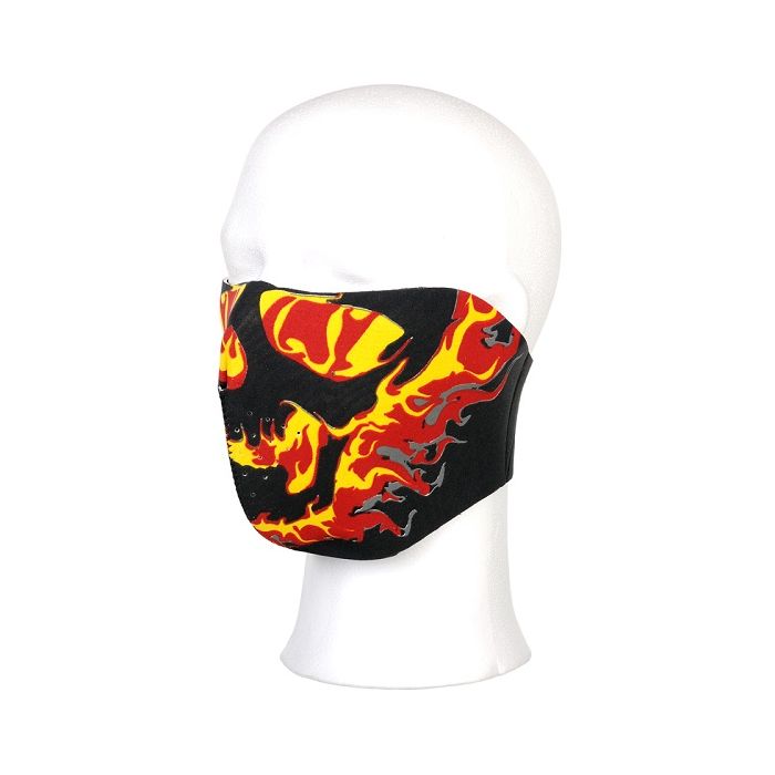 Biker mask half face yellow/red flames