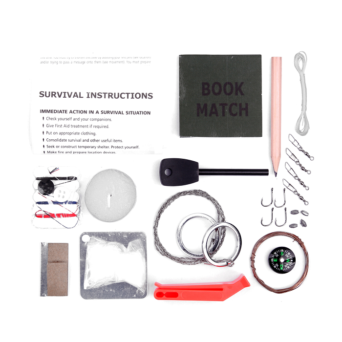 Fosco combat survival kit waterproof zwart